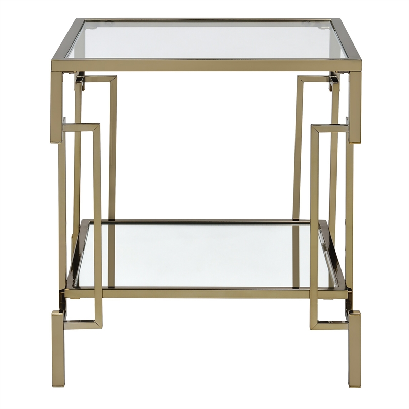Bowery Hill Metal 2-Piece Coffee Table Set in Gold Champagne