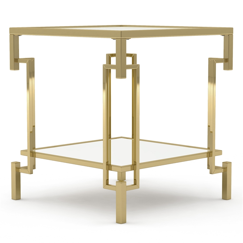 Bowery Hill Metal 2-Piece Coffee Table Set in Gold Champagne