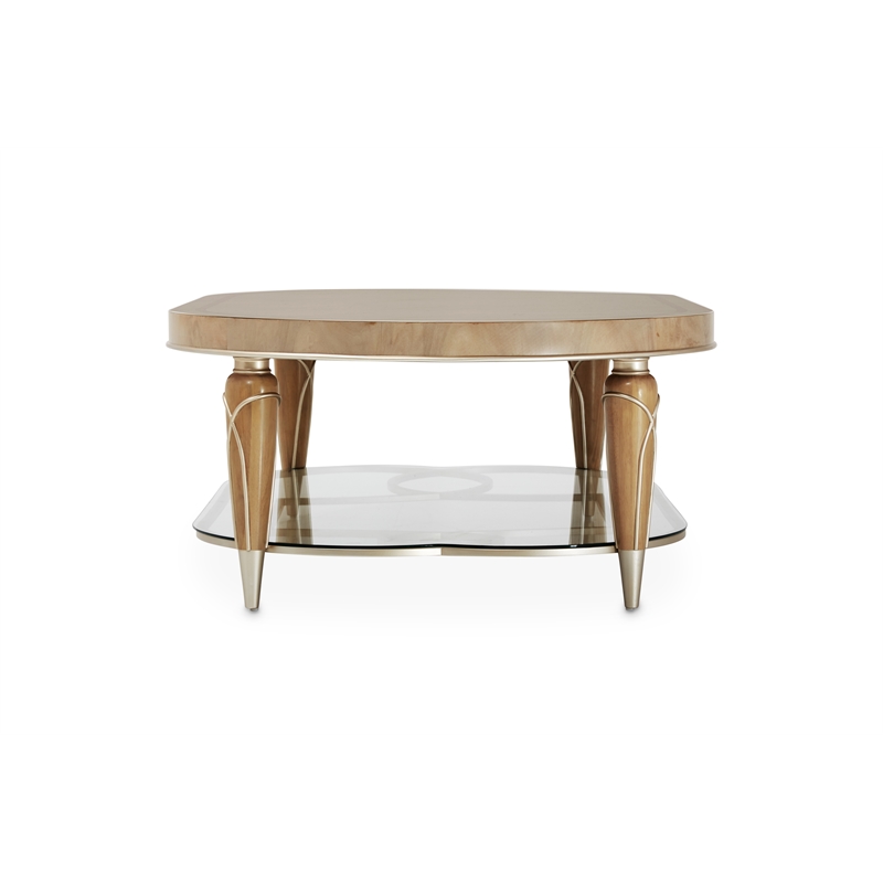 Bowery Hill Contemporary Wood Oval Cocktail Table in Caramel
