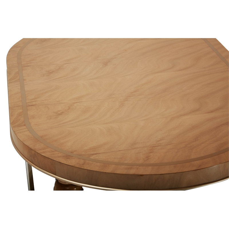 Bowery Hill Contemporary Wood Oval Cocktail Table in Caramel