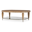 Bowery Hill Contemporary Wood Oval Cocktail Table in Caramel