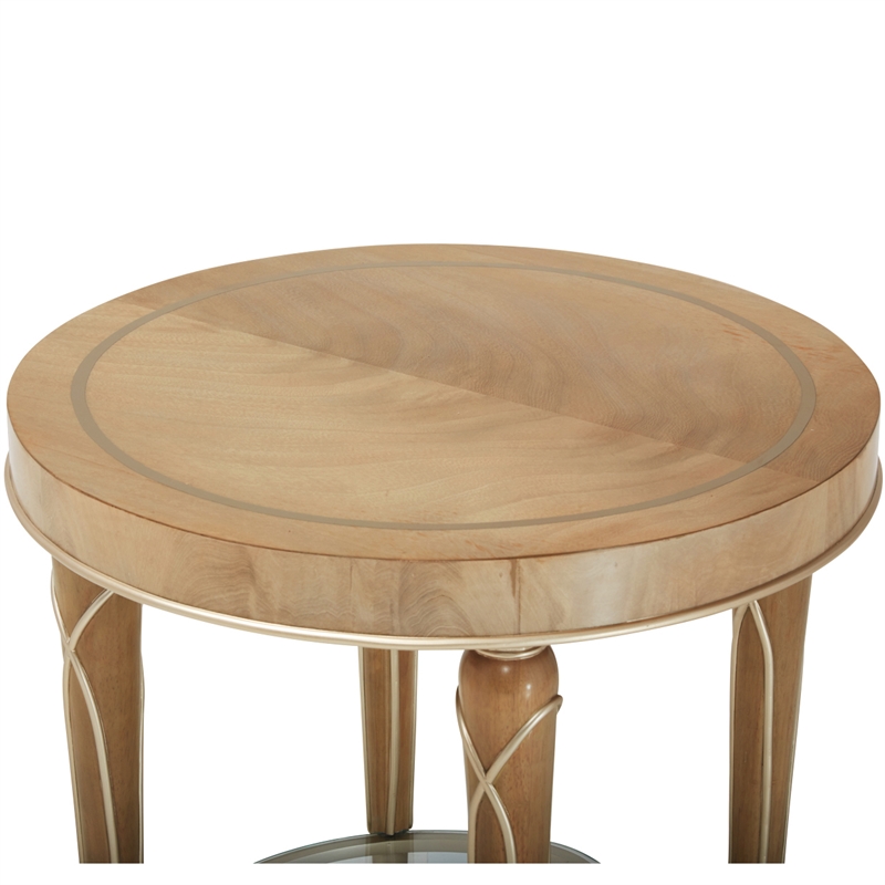 Bowery Hill Contemporary Wood & Glass End Table in Caramel Finish
