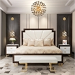 Bowery Hill Place Eastern King Upholstered Bed - Cream/Espresso