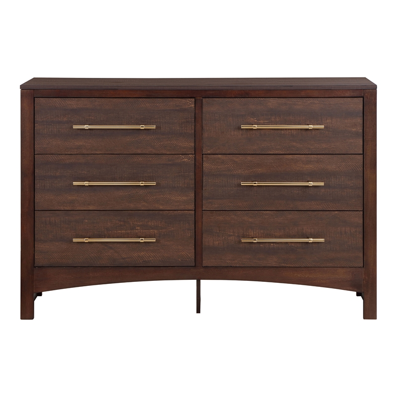 Bowery Hill Contemporary Wood 6-Drawer Dresser in Walnut Finish