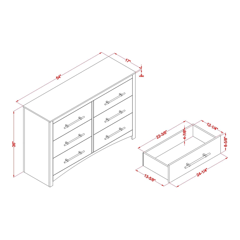 Bowery Hill Contemporary Wood 6-Drawer Dresser in Walnut Finish