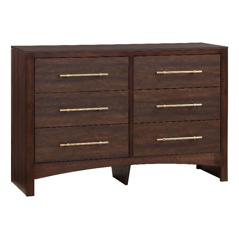 Bowery Hill Contemporary Wood 6-Drawer Dresser in Walnut Finish