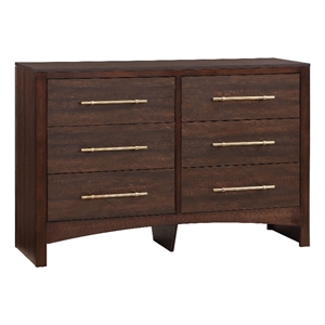 bowery hill contemporary wood 6-drawer dresser in walnut finish