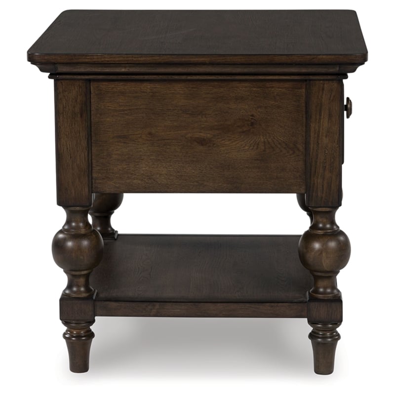 Bowery Hill Contemporary Hardwood Solid End Table in Rich Brown Walnut