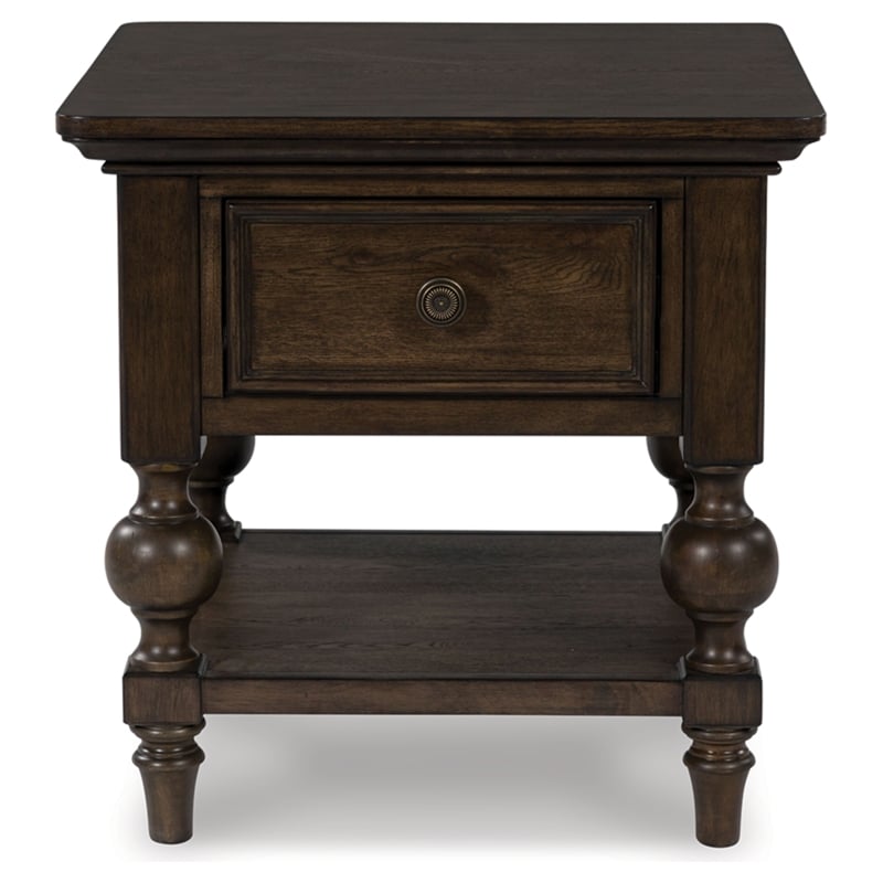 Bowery Hill Contemporary Hardwood Solid End Table in Rich Brown Walnut