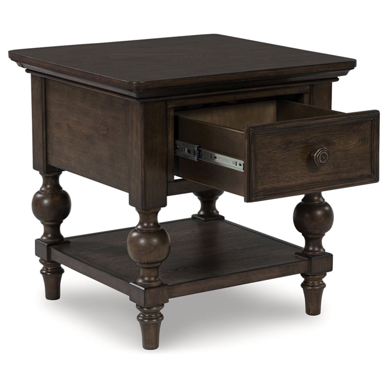 Bowery Hill Contemporary Hardwood Solid End Table in Rich Brown Walnut