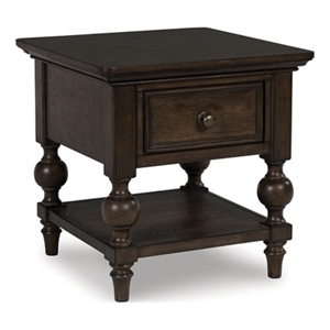 Bowery Hill Contemporary Hardwood Solid End Table in Rich Brown Walnut