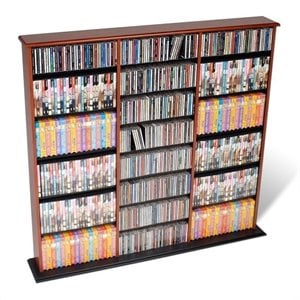 Bowery Hill 51&quot Triple CD DVD Wall Media Storage Rack in Cherry and Black