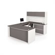 Bowery Hill U-Shape Home Office Set with Oversized Pedestal in Sandstone & Slate