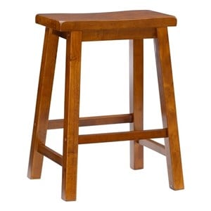 Bowery Hill 24&quot Sturdy Wood Backless Saddle Seat Counter Stool in Honey Brown