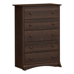Bowery Hill Transitional Wood 5 Drawer Chest in Espresso Finish
