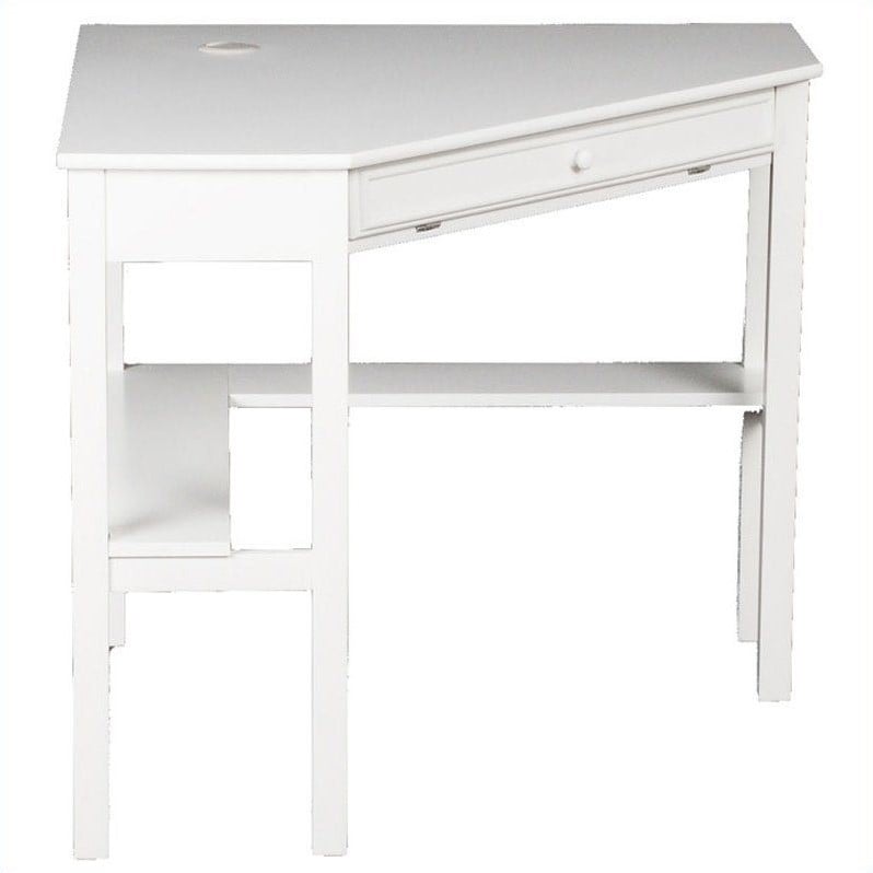 Bowery Hill Contemporary Corner Computer Desk in White Finish