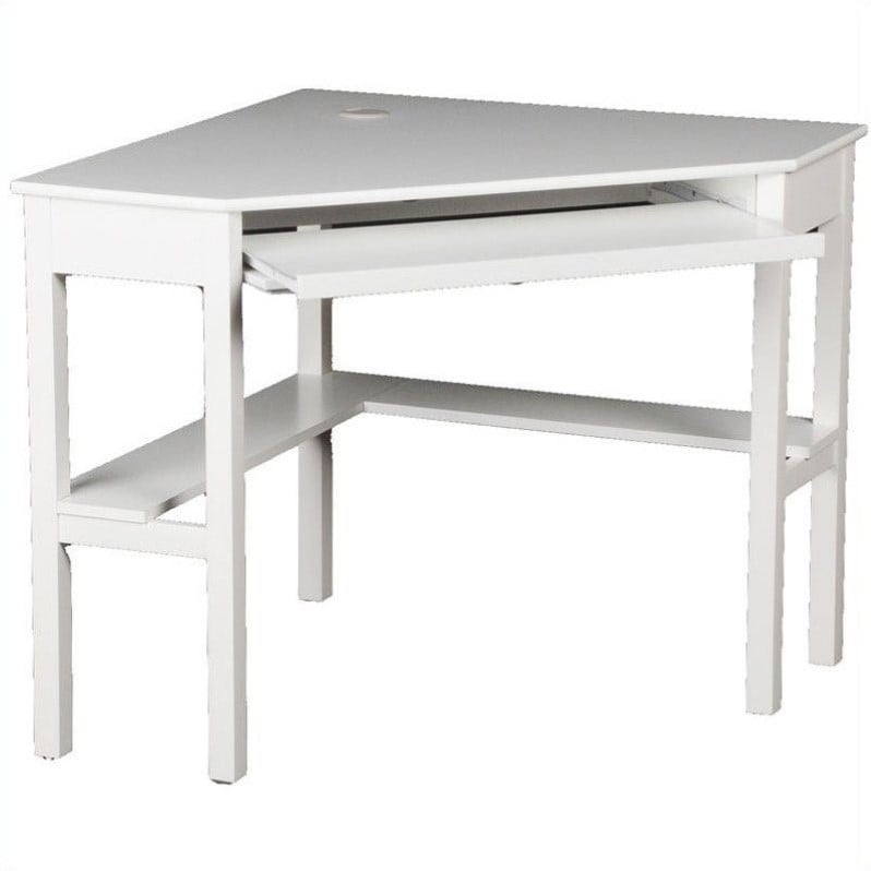 Bowery Hill Contemporary Corner Computer Desk in White Finish