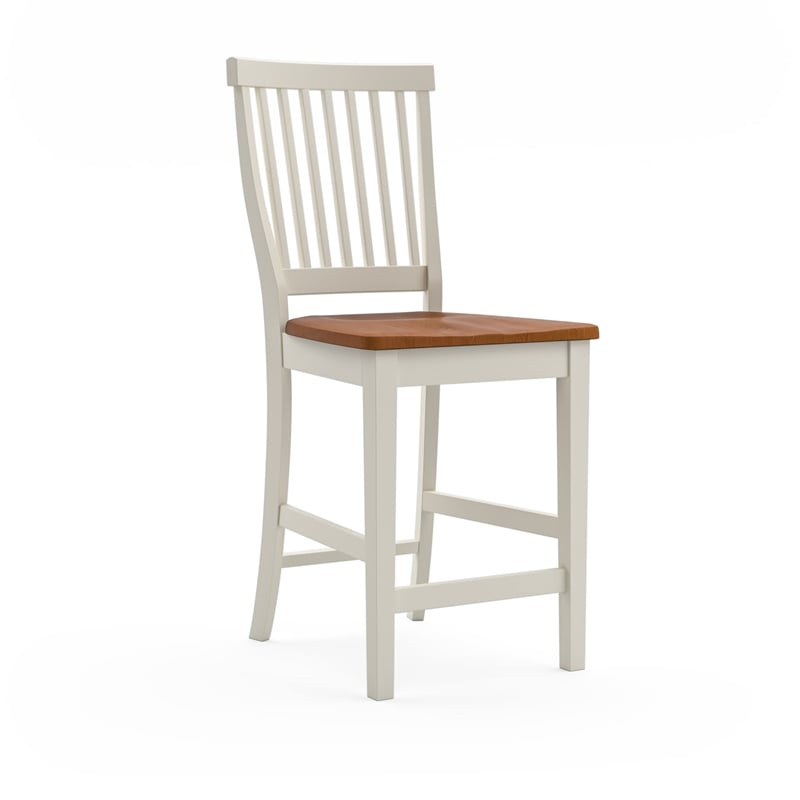 Bowery Hill Traditional Wood Counter Stool in Antique White and Oak