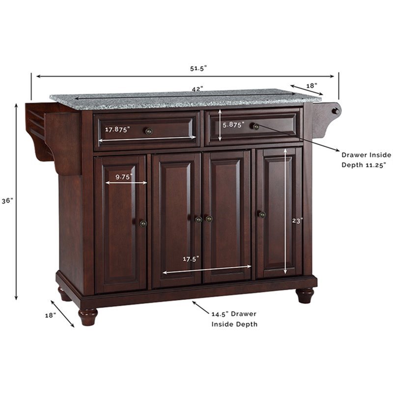 Bowery Hill Traditional Wood Kitchen Island in Mahogany/Gray