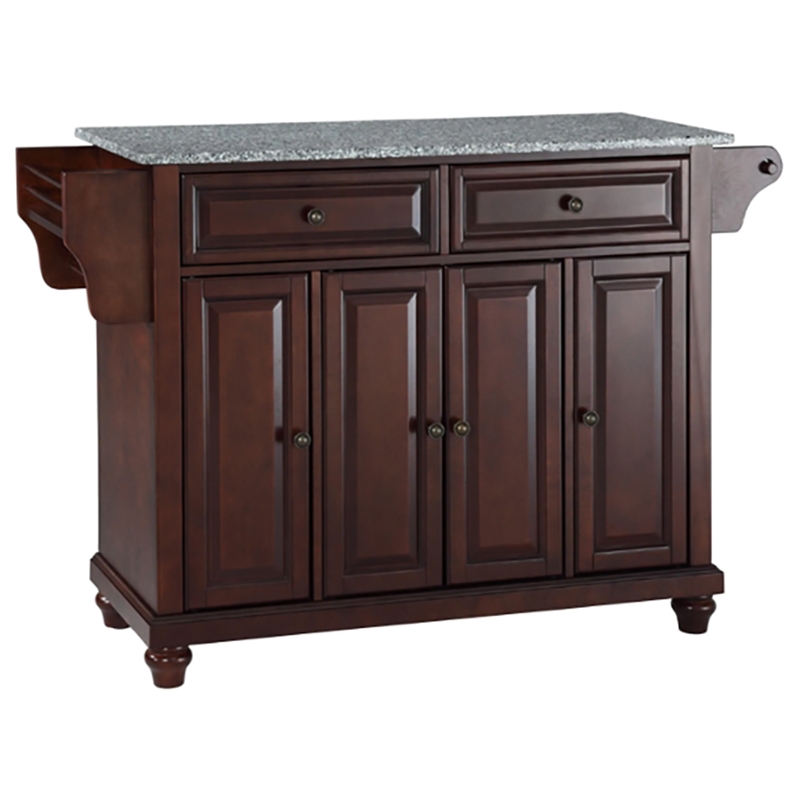 Bowery Hill Traditional Wood Kitchen Island in Mahogany/Gray