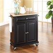 Bowery Hill Traditional Natural Wood Top Portable Kitchen Cart in Black