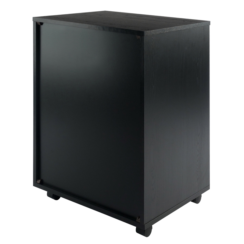 Bowery Hill Transitional Wood Storage Cabinet with 5 Drawers in Black