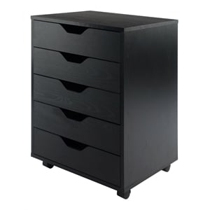 Bowery Hill Transitional Wood Storage Cabinet with 5 Drawers in Black