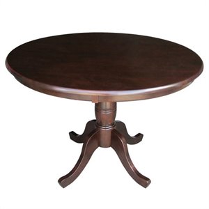 Bowery Hill Farmhouse Wood 36&quot Round Dining Table in Rich Mocha