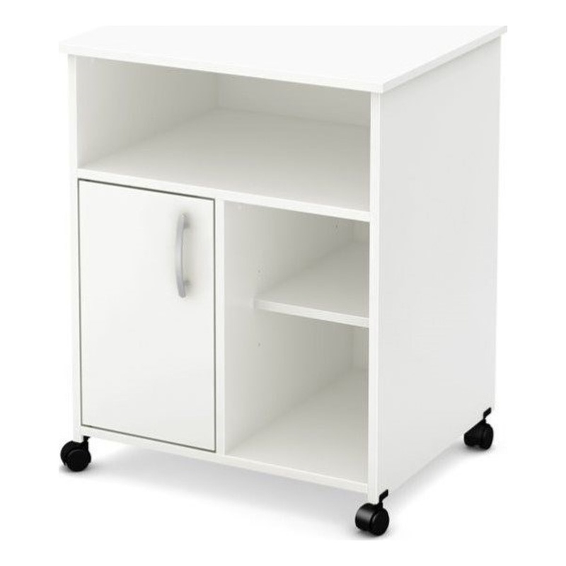 Bowery Hill Contemporary Metal Printer Stand in Pure White Finish