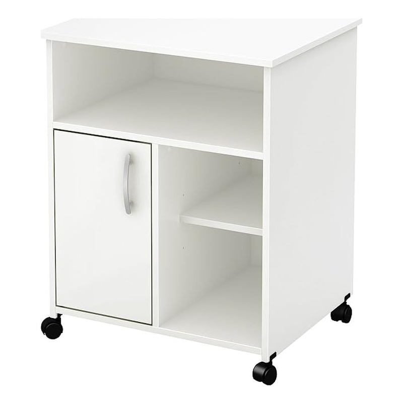 Bowery Hill Contemporary Metal Printer Stand in Pure White Finish