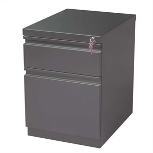 Bowery Hill 20&quotD Charcoal Mobile Pedestal File 2-Drawer Filing Cabinet Box/File