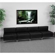 Bowery Hill Contemporary Lounge Set in Black Leather Upholstery