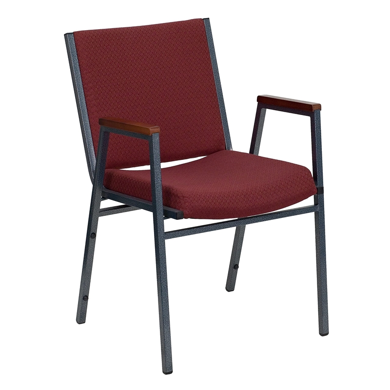 Bowery Hill Contemporary Upholstered Stacking Chair in Burgundy
