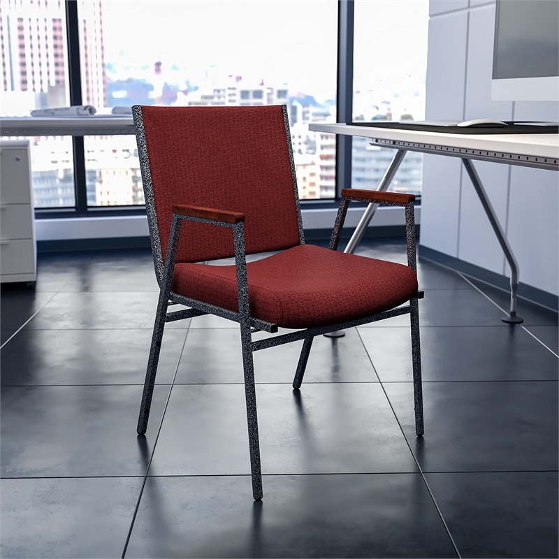 Bowery Hill Contemporary Upholstered Stacking Chair in Burgundy