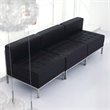 Bowery Hill Contemporary Leather Tufted Armless Chair in Black
