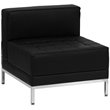 Bowery Hill Contemporary Leather Tufted Armless Chair in Black