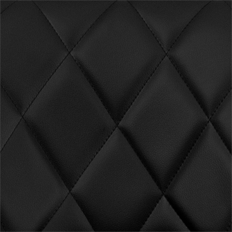 Bowery Hill Adjustable Quilted Bucket Seat Bar Stool in Black