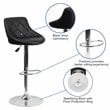 Bowery Hill Adjustable Quilted Bucket Seat Bar Stool in Black