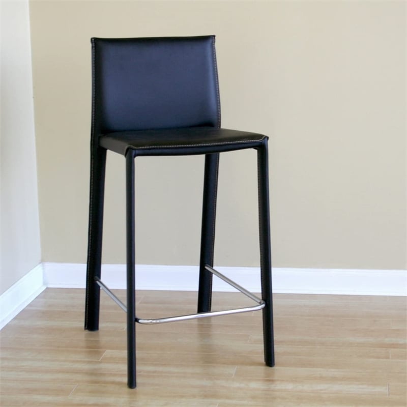 Bowery Hill Transitional Counter Height Stool in Black (Set of 2)