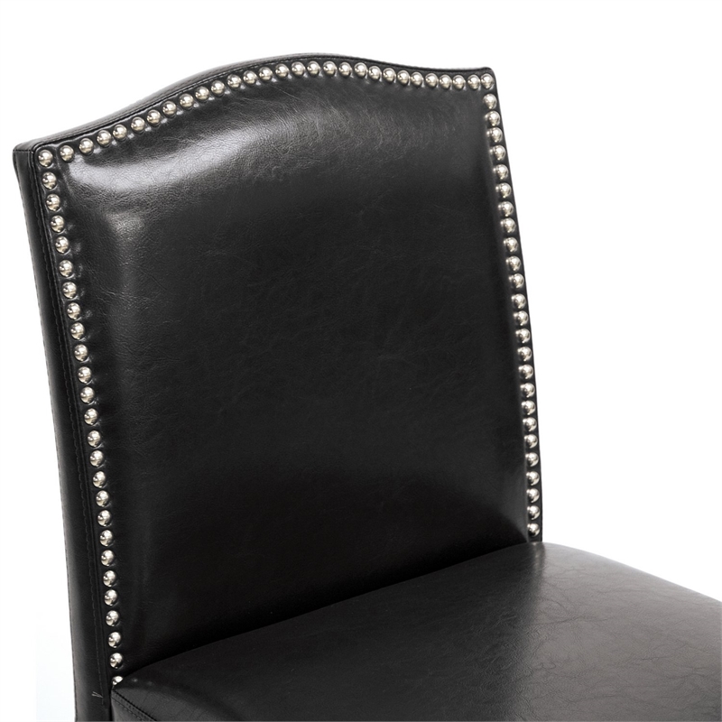 Bowery Hill Contemporary Bar Stool in Black Finish (Set of 2)