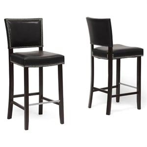 Bowery Hill Contemporary 30.5&quot Bar Stool in Black (Set of 2)
