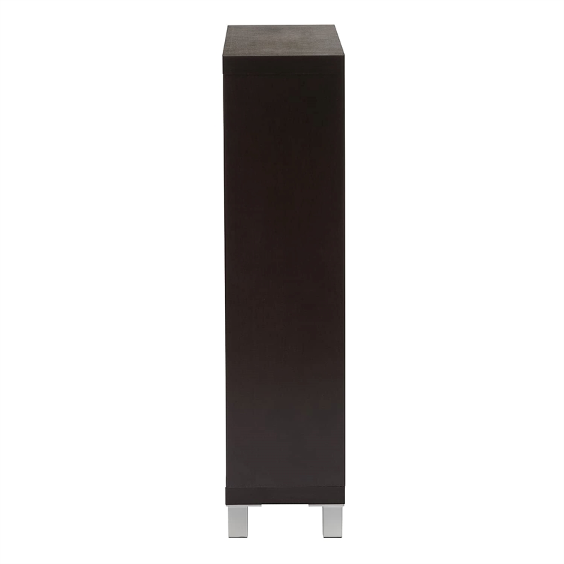 Bowery Hill Contemporary Engineered Wood Shoe Cabinet in Dark Brown