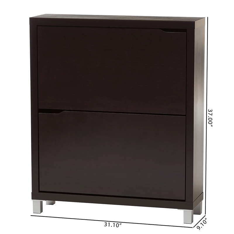 Bowery Hill Contemporary Engineered Wood Shoe Cabinet in Dark Brown