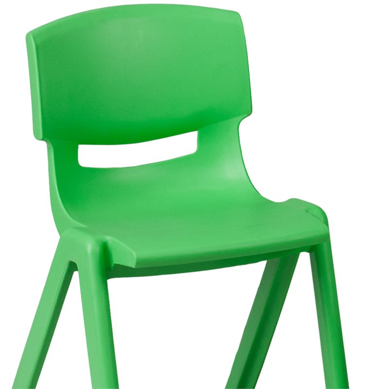 Bowery Hill Plastic Activity Table Set w/ 6 School Stacking Chairs in Green