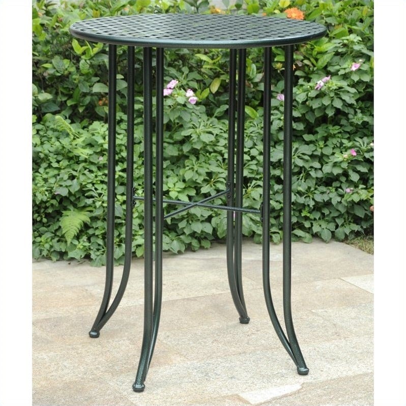 Bowery Hill Contemporary Premium Iron Patio Pub Table in Verdi Gris
