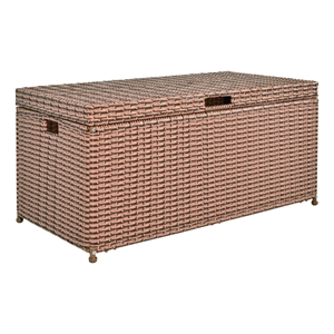 Bowery Hill Contemporary Wicker Patio Storage Deck Box in Honey
