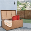 Bowery Hill Contemporary Wicker Patio Storage Deck Box in Honey