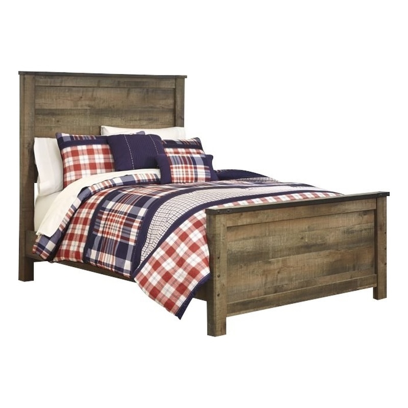 Bowery Hill Farmhouse Wood Full Size Panel Bed in Brown Finish