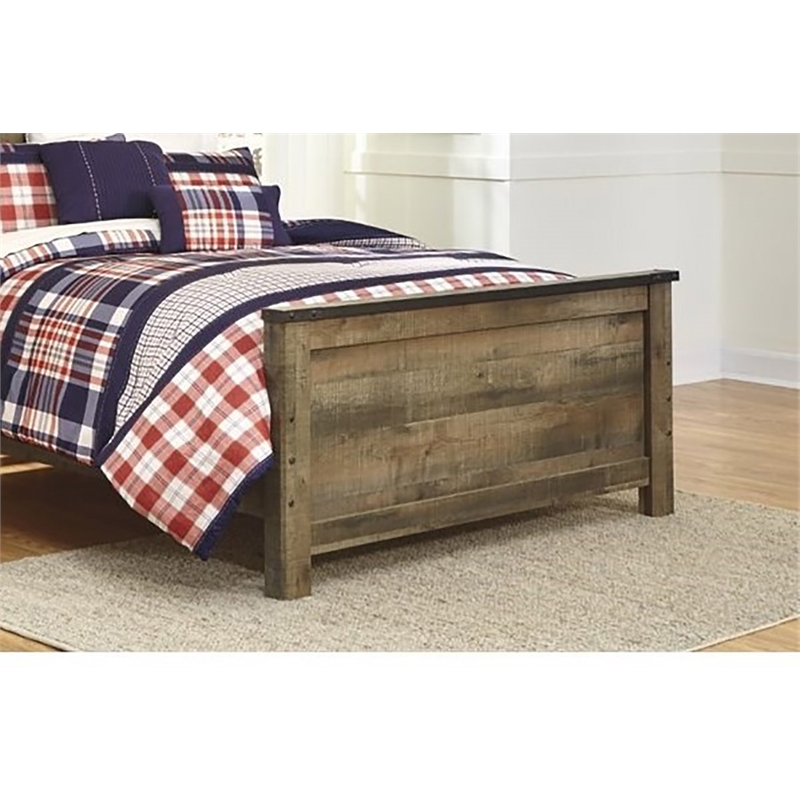 Bowery Hill Farmhouse Wood Full Size Panel Bed in Brown Finish