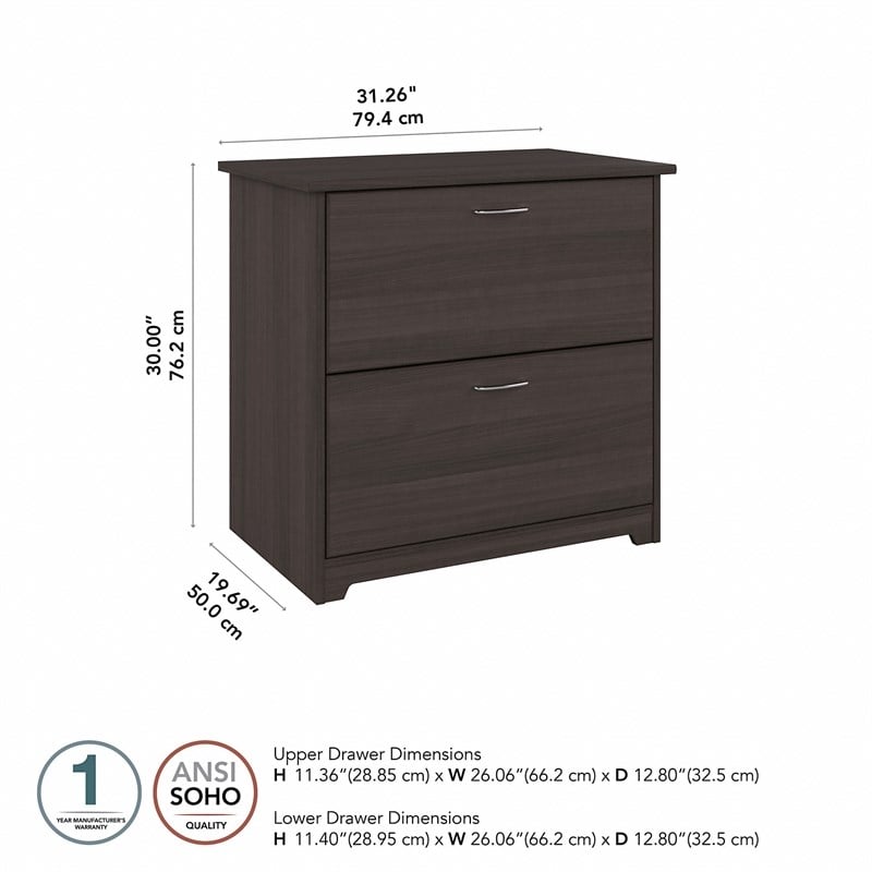 Bowery Hill 2 Drawer Lateral File Cabinet in Heather Gray - Engineered Wood